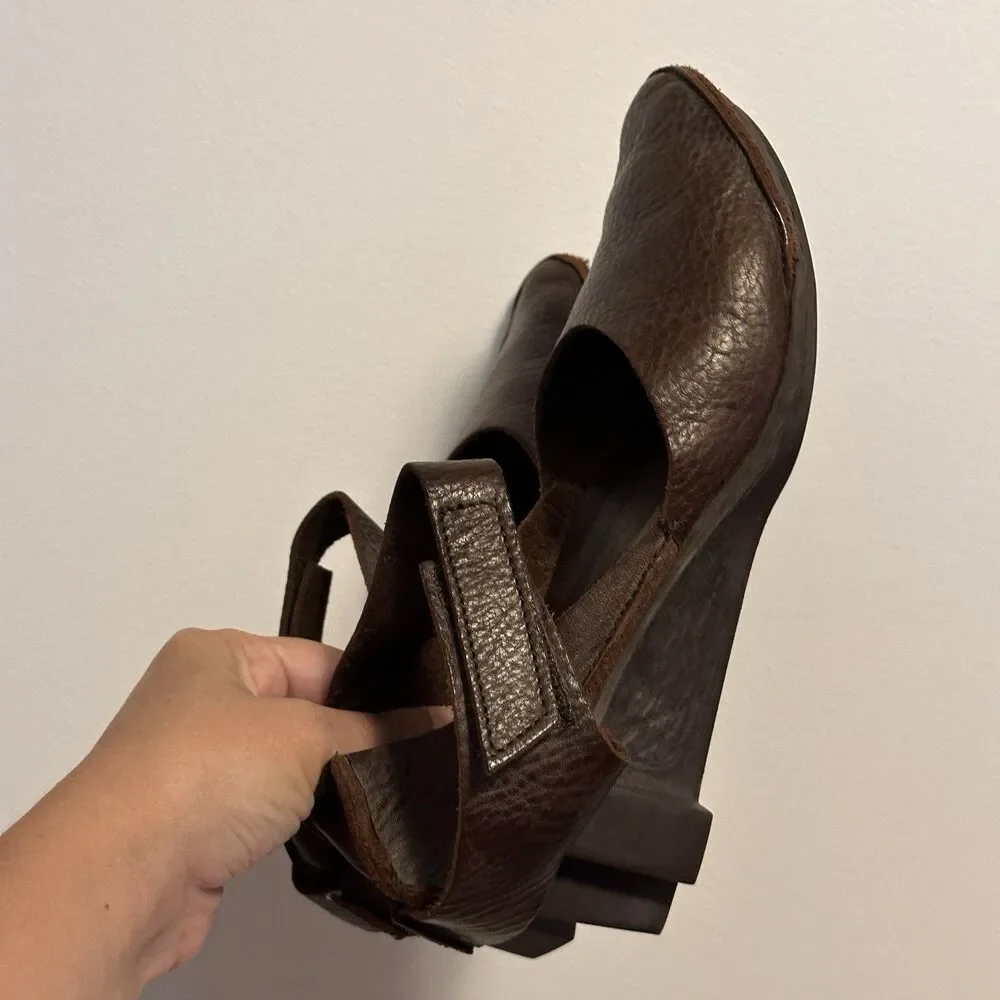 Trippen Germany Women's Brown Leather Edel Mary Jane Wedge EU 38 Lagenlook fairy